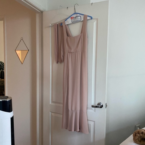 Claire Midi Bridesmaid Dress - Dusty Blush Crisp - Picture 3 of 4